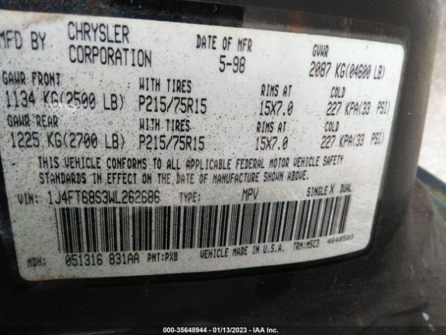 1J4FT68S3WL262686 Jeep Cherokee Sport/classic