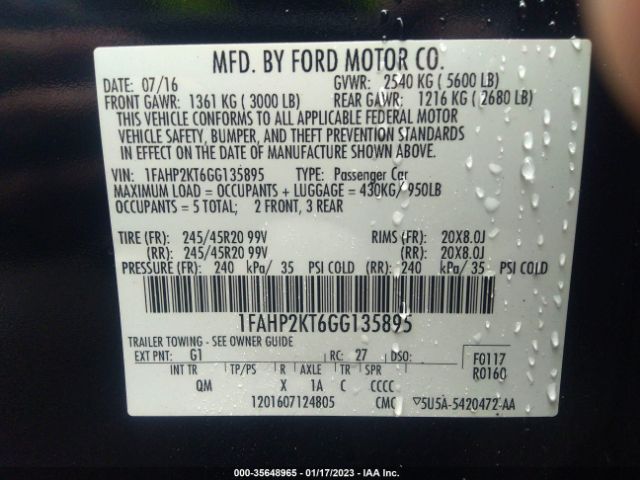1FAHP2KT6GG135895 Ford TAURUS SHO