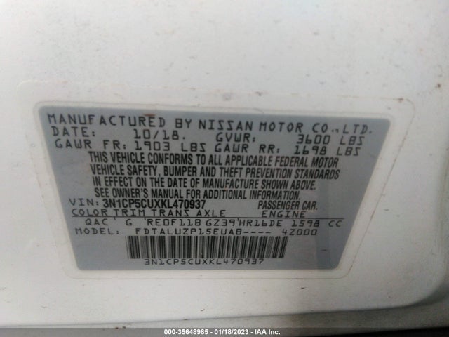 2019 Nissan Kicks, VIN: 3N1CP5CUXKL470937