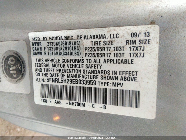 Honda ODYSSEY LX 2014 5FNRL5H29EB033959 Image 9