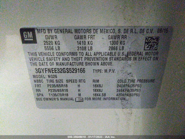 3GYFNEE32GS529166 Cadillac Srx Luxury Collection