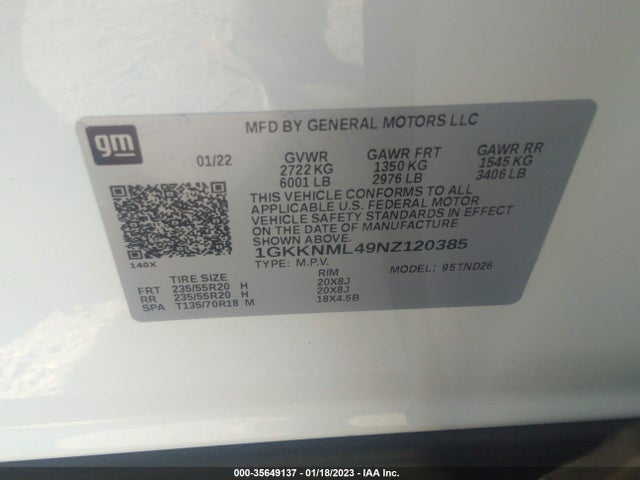 2022 GMC Acadia, VIN: 1GKKNML49NZ120385
