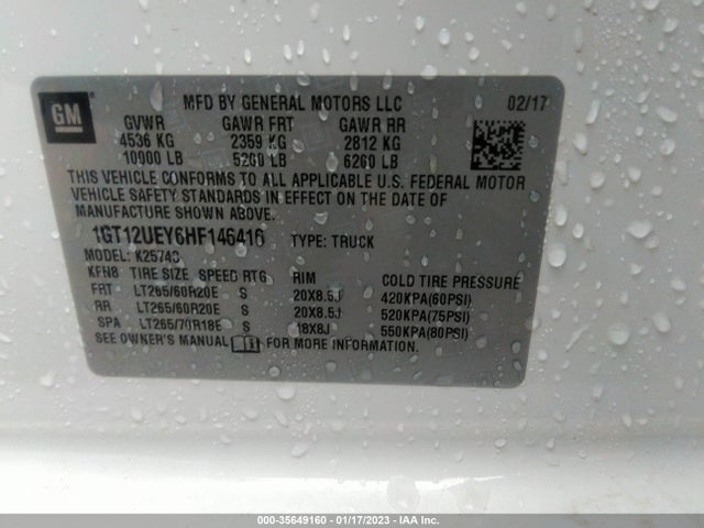2017 GMC Sierra 2500HD, VIN: 1GT12UEY6HF146416