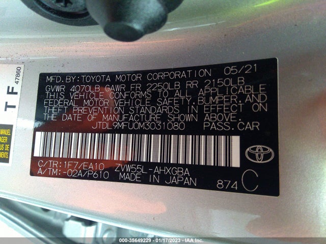 2021 Toyota Prius, VIN: JTDL9MFU0M3031080
