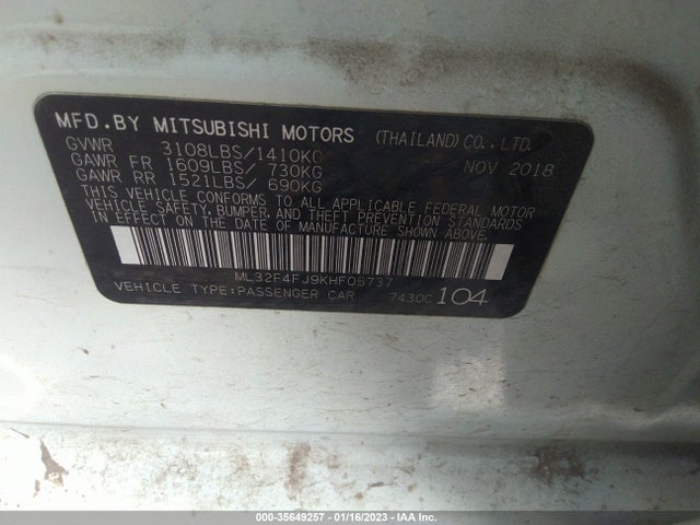 Mitsubishi Mirage G4 Se 2019 ML32F4FJ9KHF05737 Image 9