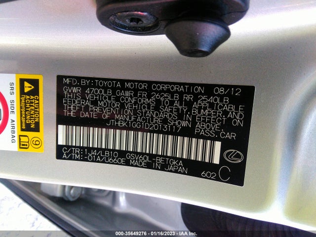 Lexus Es 350 4dr Sdn 2013 JTHBK1GG1D2013117 Image 10