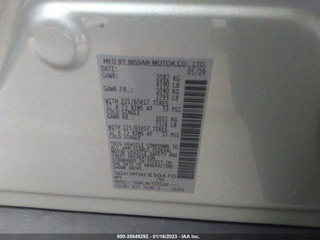 2019 Nissan Rogue, VIN: 5N1AT2MT9KC830470