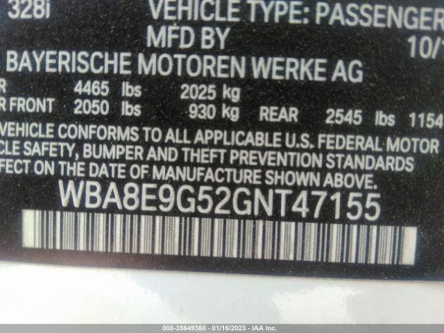 WBA8E9G52GNT47155 BMW 3 Series 328i