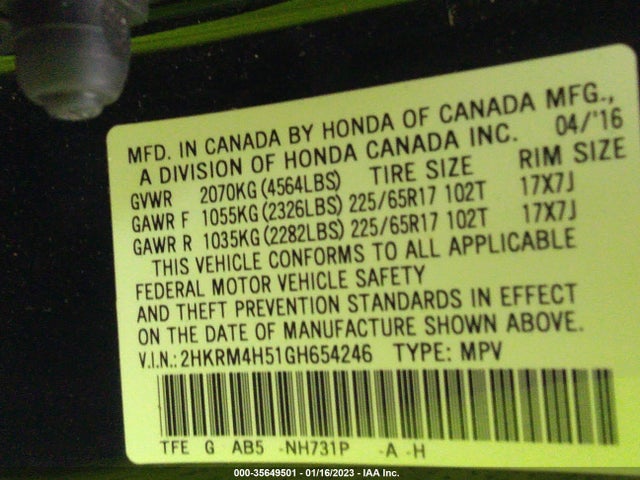 Honda CR-V EX 2016 2HKRM4H51GH654246 Image 14