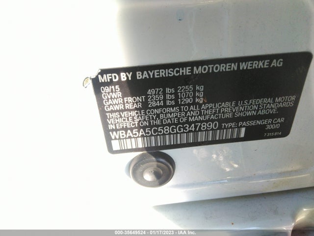 2016 BMW 5 Series, VIN: WBA5A5C58GG347890