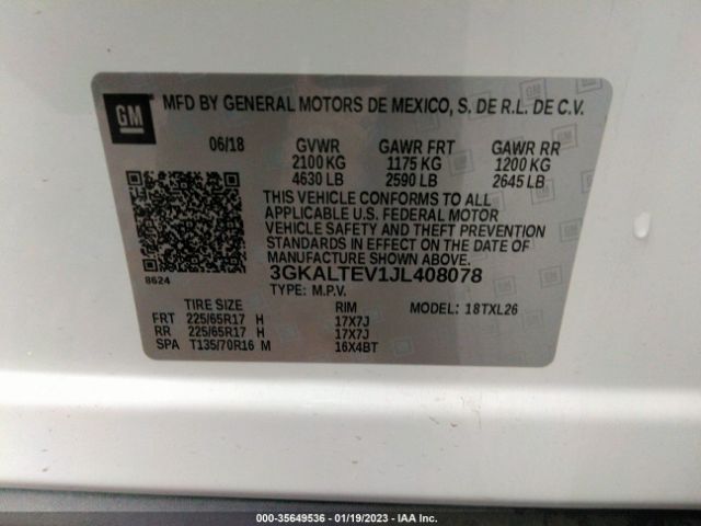 3GKALTEV1JL408078 GMC Terrain Sle
