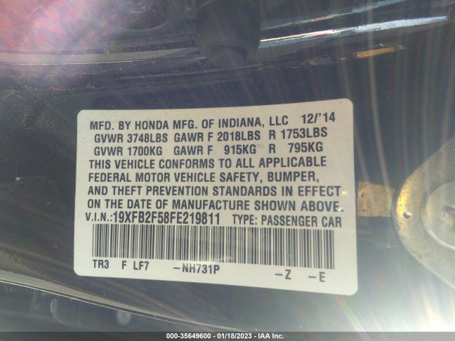 Honda Civic Sedan Lx 2015 19XFB2F58FE219811 Image 11