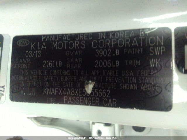 KNAFX4A8XE5055662 KIA FORTE EX