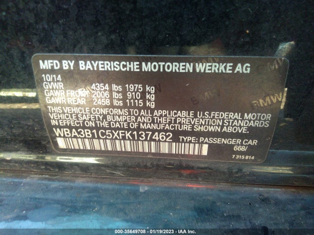 BMW 3 Series 320i 2015 WBA3B1C5XFK137462 Image 9
