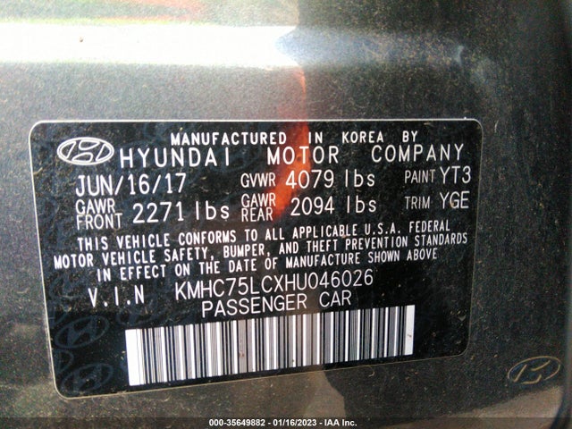Hyundai Ioniq 2017 KMHC75LCXHU046026 Image 23