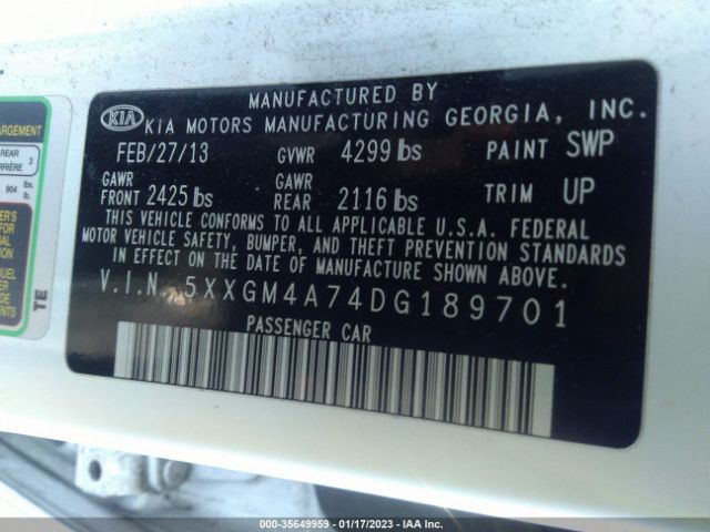 5XXGM4A74DG189701 KIA Optima Lx