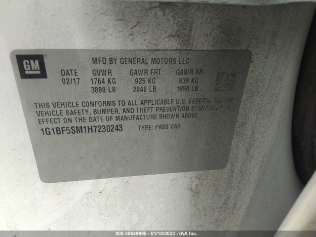 Chevrolet Cruze Premier 2017 1G1BF5SM1H7230243 Image 9