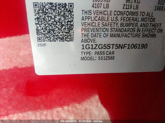 Chevrolet MALIBU RS 2022 1G1ZG5ST5NF106190 Image 9