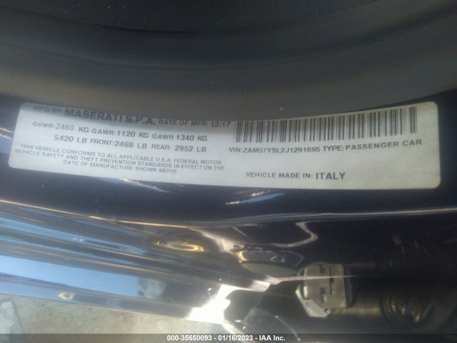 2018 Maserati Ghibli, VIN: ZAM57YSL2J1291695