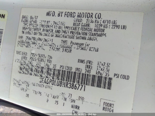 Ford Fusion Hybrid Se 2017 3FA6P0LU8HR386771 Image 14