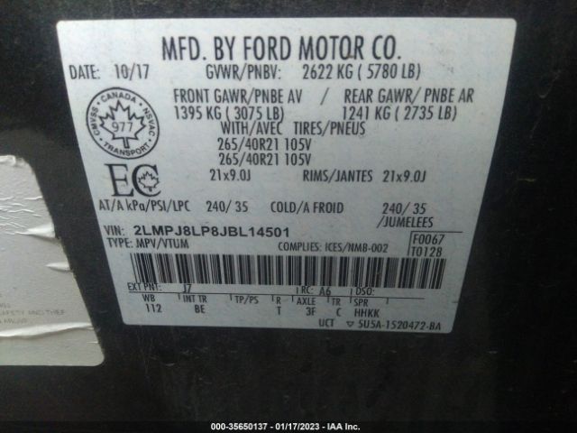 2LMPJ8LP8JBL14501 Lincoln Mkx Reserve