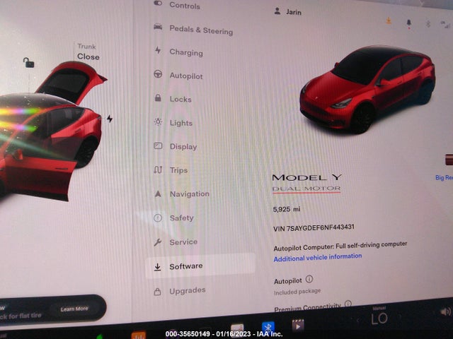Tesla Model Y Performance 2022 7SAYGDEF6NF443431 Image 9