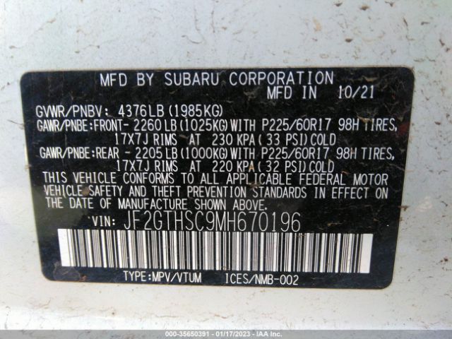 JF2GTHSC9MH670196 Subaru Crosstrek Sport