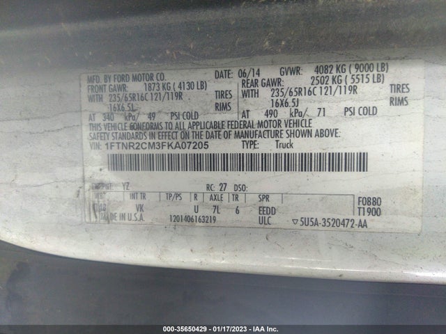 2015 Ford Transit, VIN: 1FTNR2CM3FKA07205