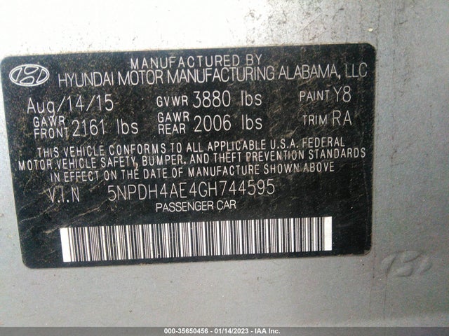 Hyundai ELANTRA SE 2016 5NPDH4AE4GH744595 Image 9
