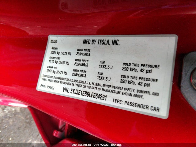Tesla Model 3 Long Range 2020 5YJ3E1EB6LF664291 Image 10