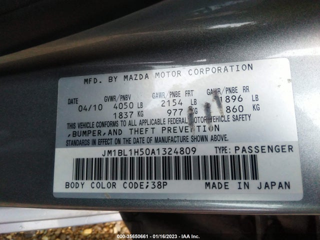 2010 MAZDA MAZDA3 S SPORT VIN: JM1BL1H50A1324809