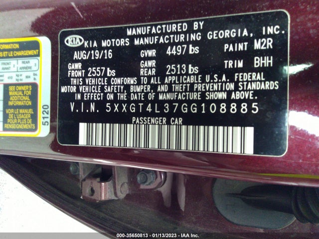 KIA Optima Lx 2016 5XXGT4L37GG108885 Image 10