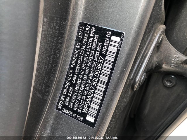 2016 Porsche Panamera, VIN: WP0AA2A73GL003637