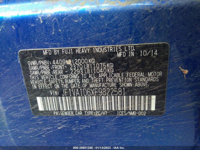 JF1VA1D6XF9822581 Subaru Wrx Premium