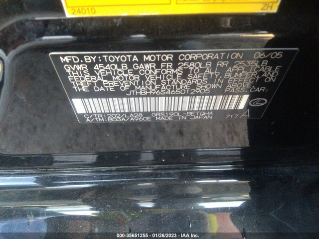 Lexus GS 300 2006 JTHBH96S465012905 Image 10
