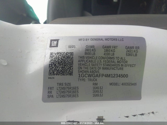 2021 Chevrolet Express, VIN: 1GCWGAFP4M1234500