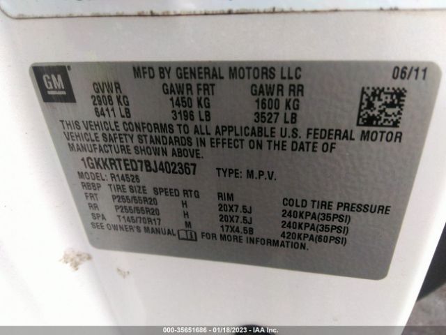 1GKKRTED7BJ402367 GMC Acadia Denali