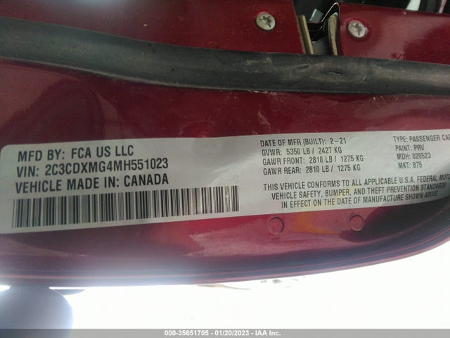 Dodge CHARGER GT 2021 2C3CDXMG4MH551023 Image 11