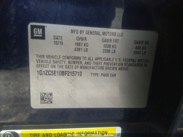 Chevrolet Malibu Lt W/1lt 2011 1G1ZC5E10BF215710 Image 9