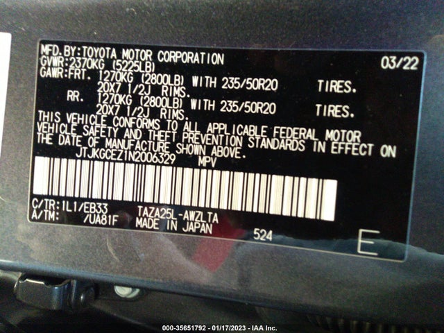 2022 Lexus NX, VIN: JTJKGCEZ1N2006329