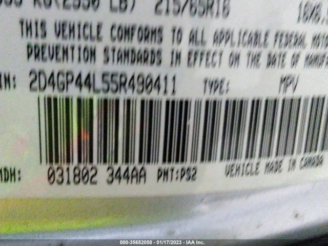 Dodge Grand Caravan Sxt 2005 2D4GP44L55R490411 Image 10