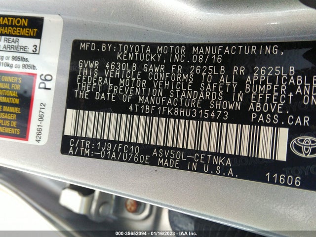 2017 Toyota Camry, VIN: 4T1BF1FK8HU315473