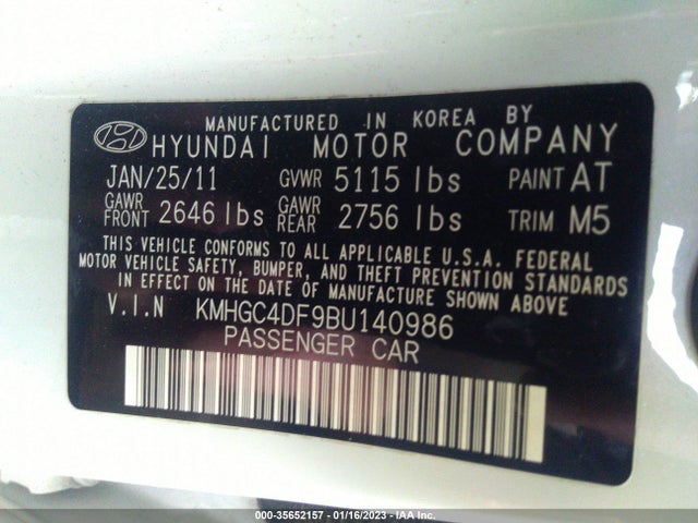 Hyundai Genesis 2011 KMHGC4DF9BU140986 Image 11