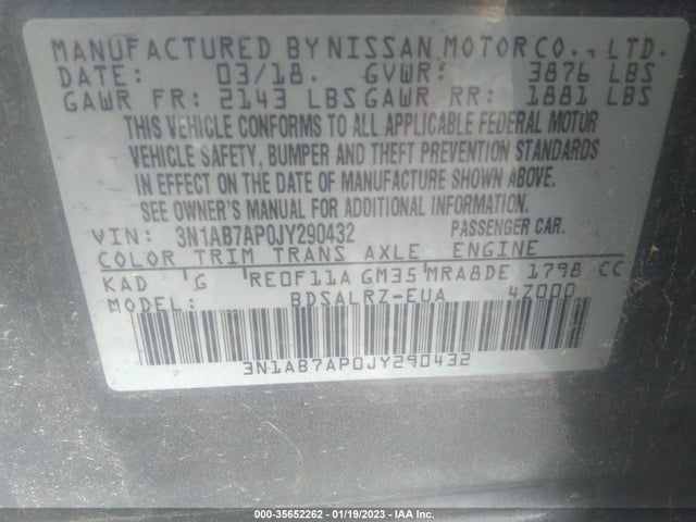 Nissan SENTRA SR 2018 3N1AB7AP0JY290432 Image 10