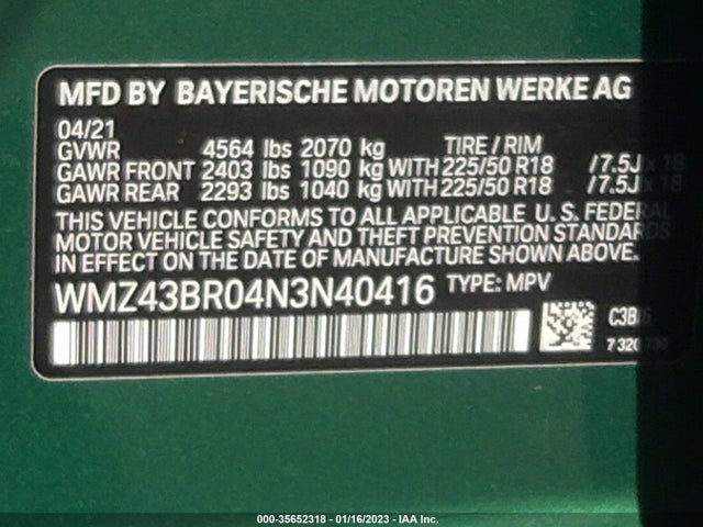 WMZ43BR04N3N40416 Mini Countryman Cooper