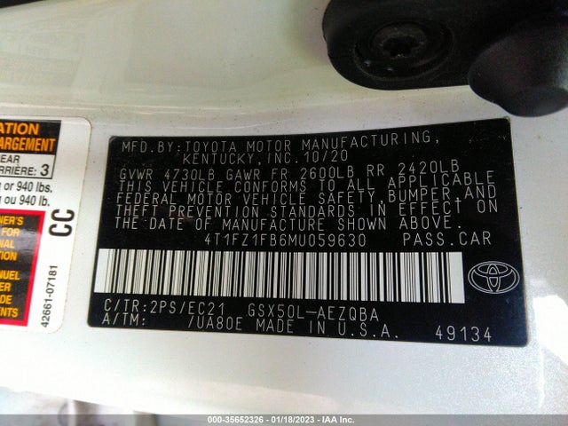 2021 Toyota Avalon, VIN: 4T1FZ1FB6MU059630