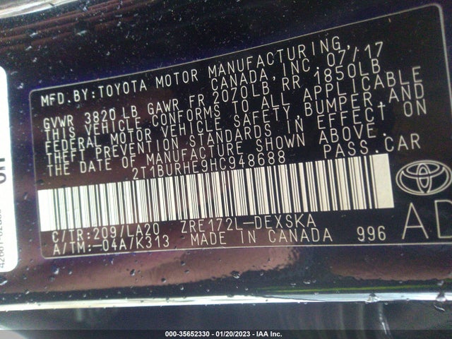 Toyota Corolla 2017 2T1BURHE9HC948688 Image 11