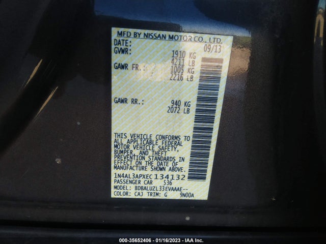 Nissan Altima 2.5 Sv 2014 1N4AL3APXEC134132 Image 10