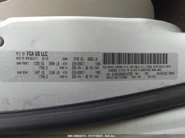 Dodge Grand Caravan American Value Pkg 2016 2C4RDGBG9GR107997 Image 9