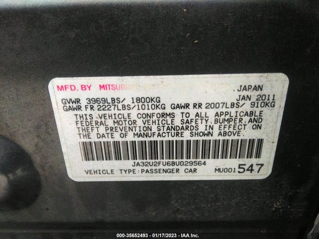 JA32U2FU6BU029564 Mitsubishi LANCER ES